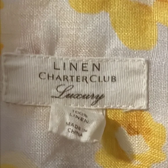 Charter Club Luxury 100% Linen size Large yellow and tan button down casual - Picture 3 of 11